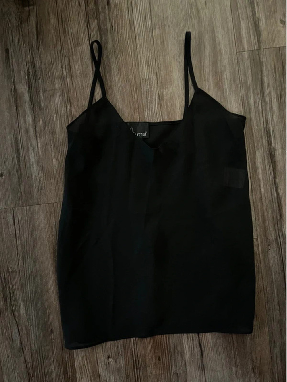 VTG Carole Little Semi-Sheer Black Cami Tank Top Sz 6